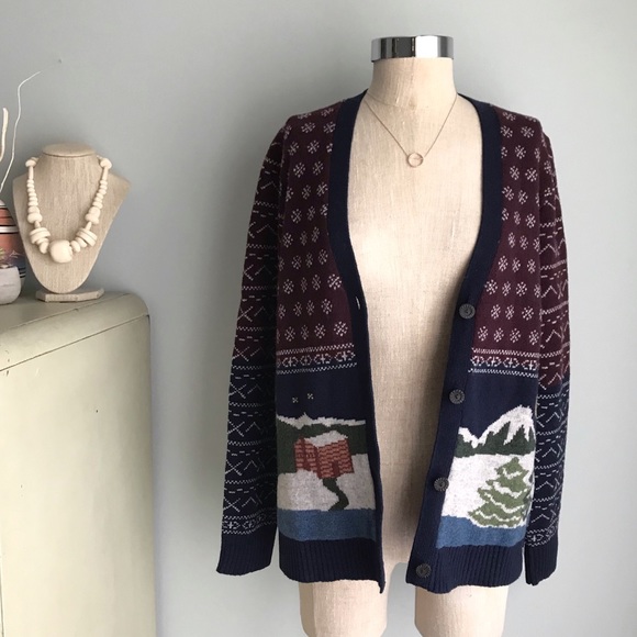 Cozy WOOLRICH Winter Mountain Cabin Wool Cardigan - Picture 2 of 10